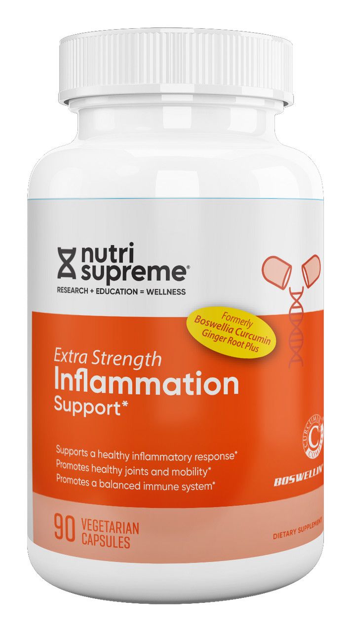 Nutri Supreme, Kosher Extra Strength INFLAMMATION Support, Boswellia, Curcumin / Turmeric and Ginger Root - 90 Vegetarian Capsules