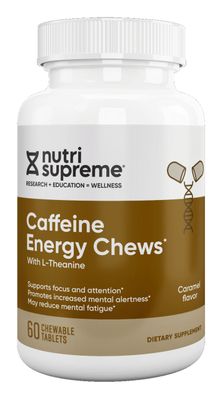 Nutri Supreme, Kosher Caffeine Energy Chews, Caramel Flavor - 60 Chewable Tablets