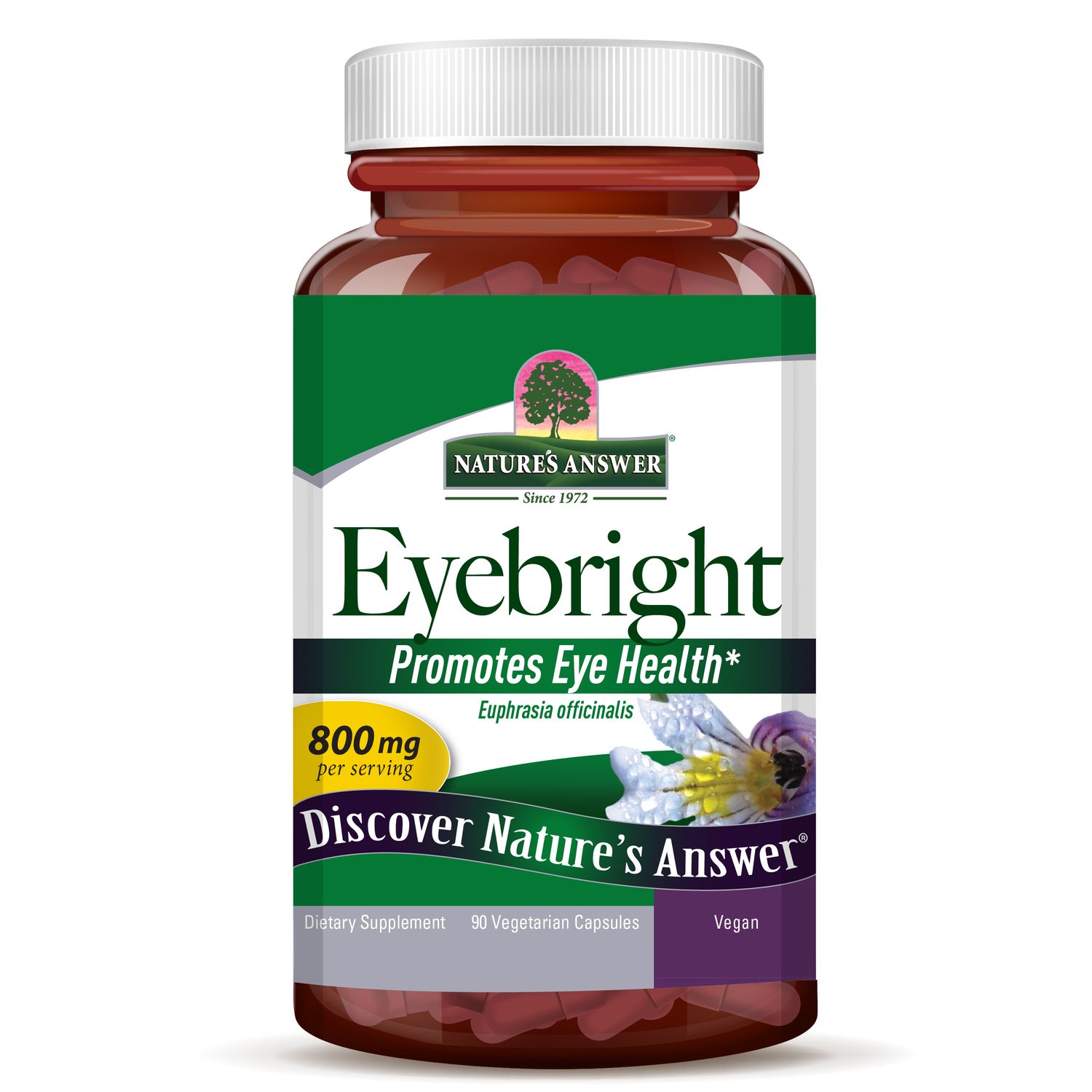 Natures Answer, Kosher Eyebright 800mg, Promotes Eye Health - 90 Vegetarian Capsules