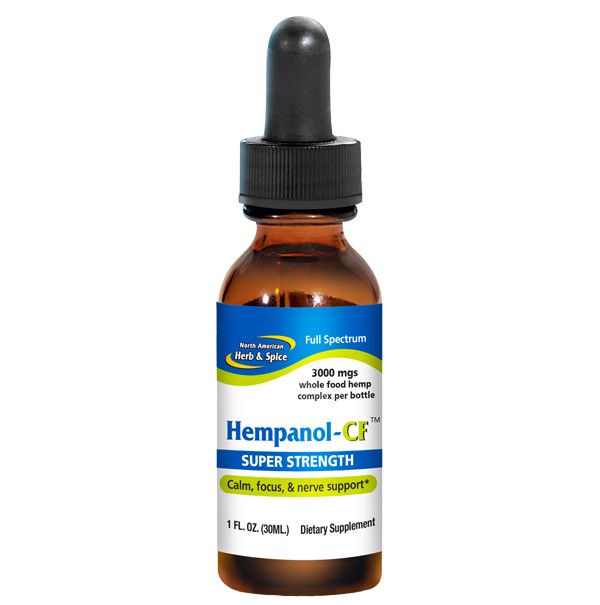 North American Herb &amp; Spice, Full Spectrum HEMPANOL-CF, SUPER STRENGTH, 3000 mgs Whole Food Hemp Complex, For Calm + Focus &amp; Nerve Support, Liquid - 1 fl oz (30 mL)
