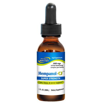 North American Herb &amp; Spice, Full Spectrum HEMPANOL-CF, SUPER STRENGTH, 3000 mgs Whole Food Hemp Complex, For Calm + Focus &amp; Nerve Support, Liquid - 1 fl oz (30 mL)