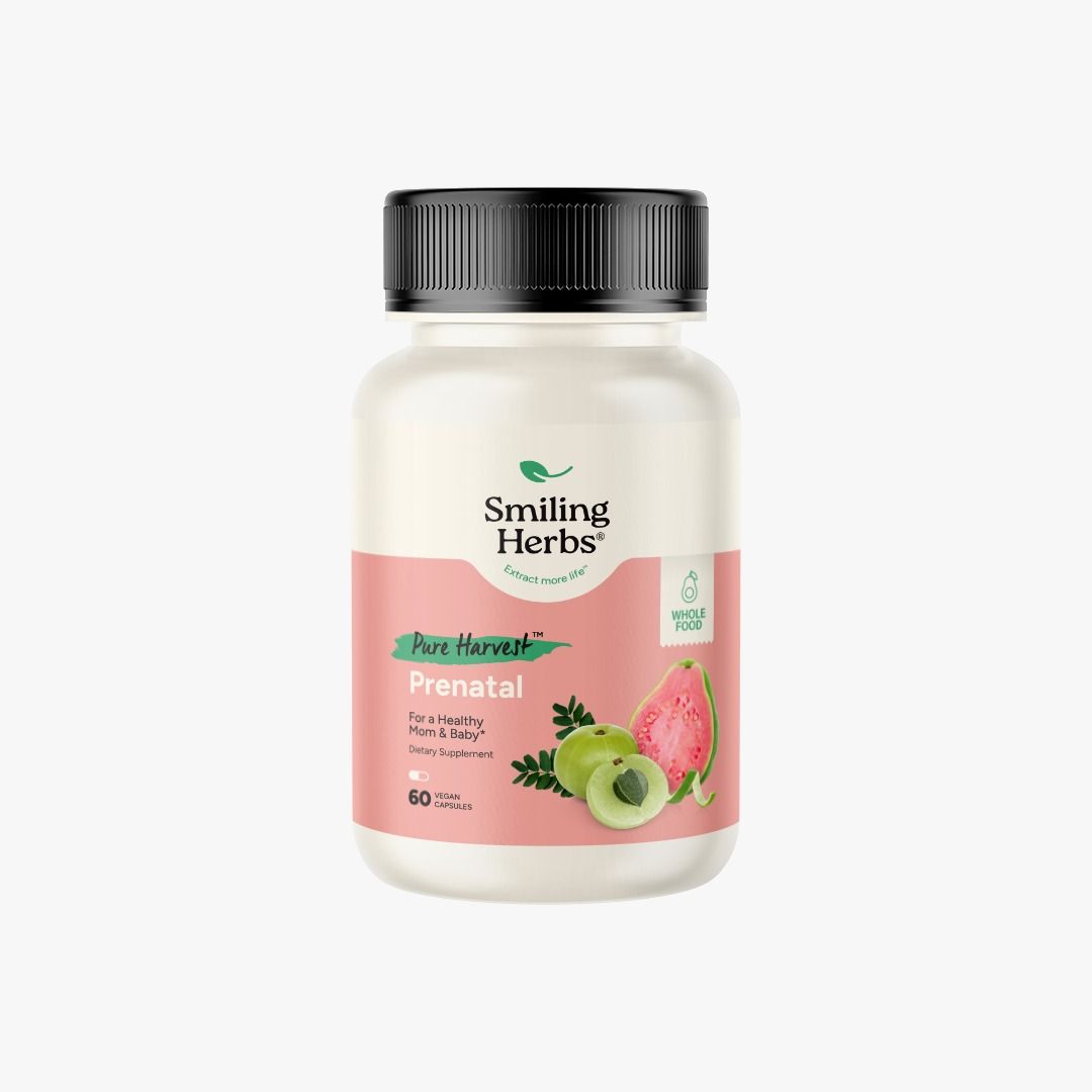 Smiling Herbs, Pure Harvest Prenatal Vitamin, For a healthy Mom &amp; Baby - 60 Vegetarian Capsules