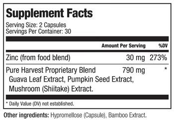 Smiling Herbs, Pure Harvest, Kosher ZINC 30mg, Natural Immune Support - 60 Vegetarian Capsules