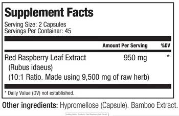 Smiling Herbs, Kosher RED RASPBERRY Leaf Extract, Women's Health - 90 Vegetarian Capsules