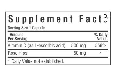Bluebonnet, Kosher VITAMIN C-500 mg &amp; Rose Hips, For Immune Health - 180 Vegetarian Capsules