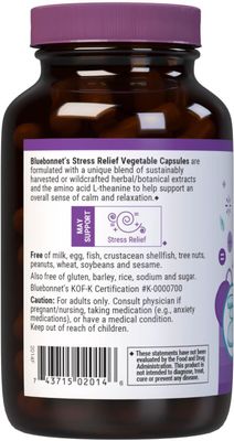 Bluebonnet, Kosher STRESS RELIEF, Calm &amp; Relax - 60 Vegetarian Capsules