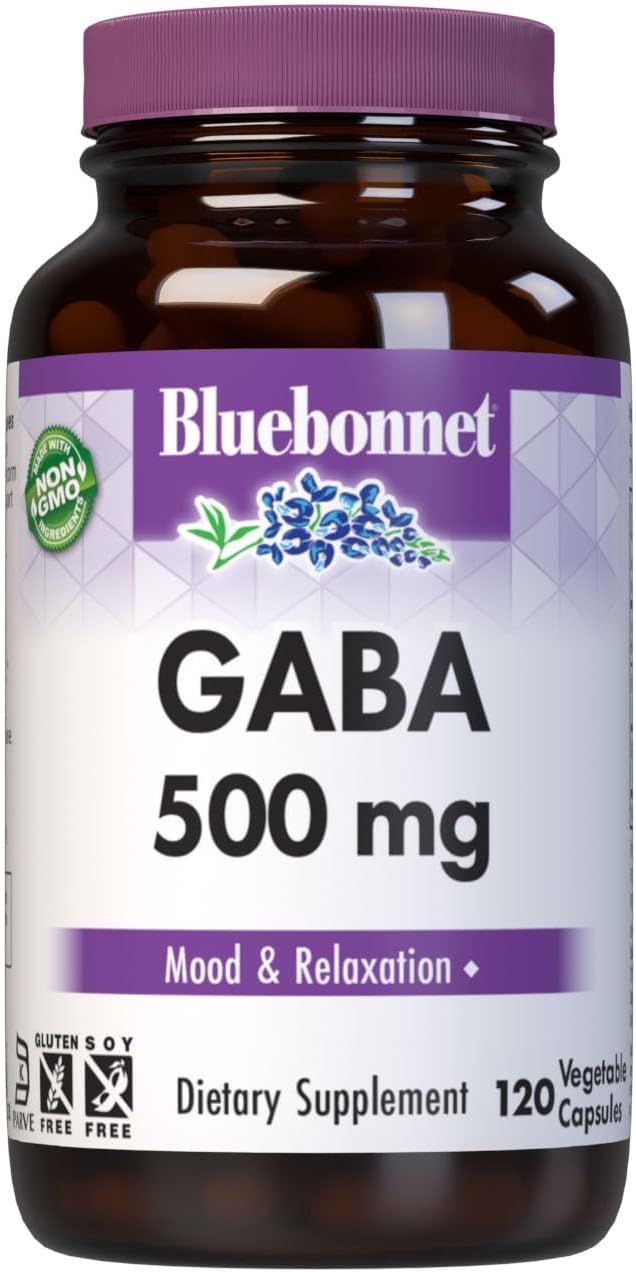 Bluebonnet, Kosher GABA 500 mg, For Mood &amp; Relaxation - 120 Vegetarian Capsules
