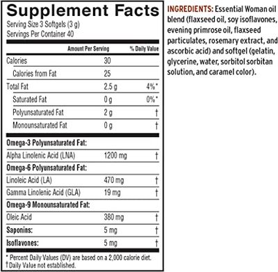 Barlean's, Nurture ESSENTIAL WOMAN, Beauty &amp; Balance From Within - 120 Softgels