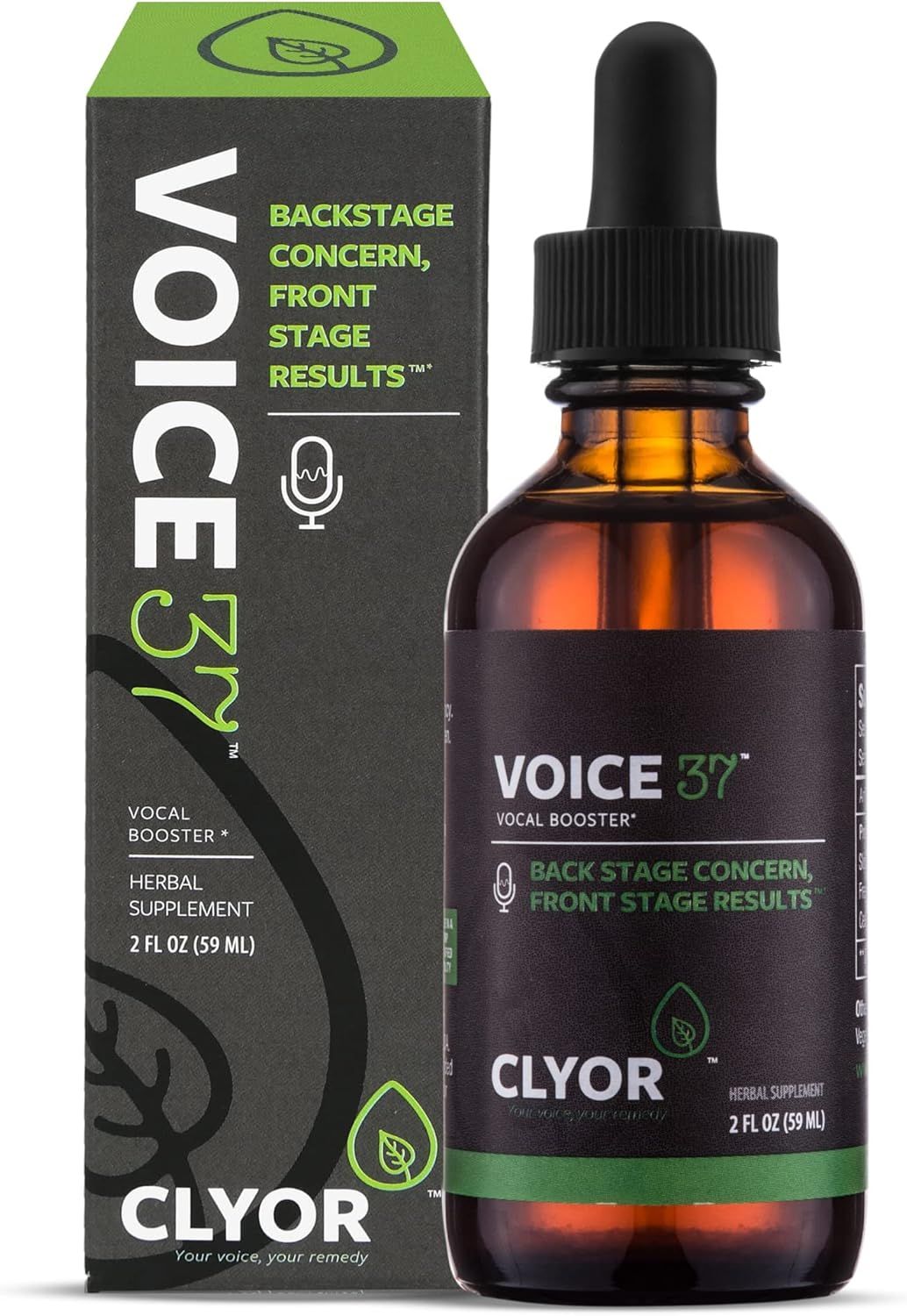 Clyor, VOICE37 VOCAL BOOSTER, Relieves Hoarseness + Lubricates Vocal Cords &amp; Boost Vocal Strength, Liquid - 2 fl. oz. (59 mL)