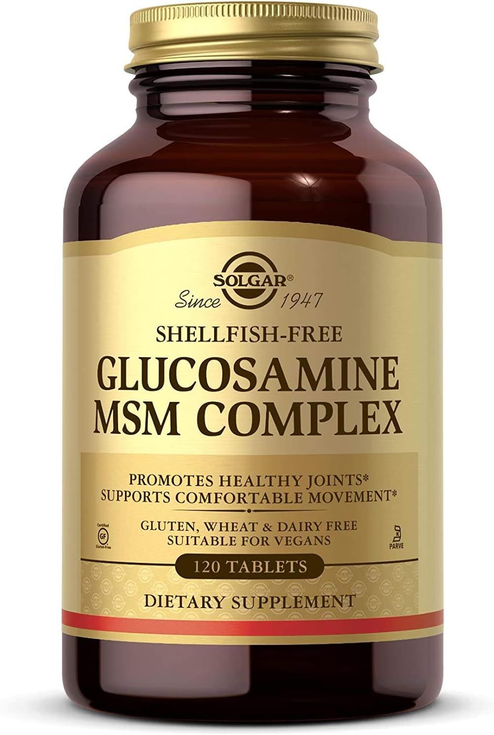 Solgar, Kosher GLUCOSAMINE MSM COMPLEX, Shellfish Free, Promotes Healthy Joints &amp; Supports Comfortable Movement - 120 Tablets
