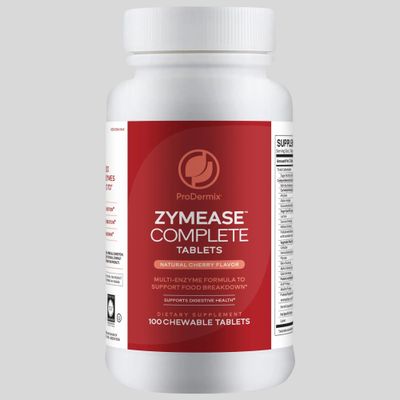 ProDermix, Kosher ZYMEASE Complete, Multi-Enzyme Formula To Support Food Breakdown, Cherry Flavor - 100 Chewable Tablets
