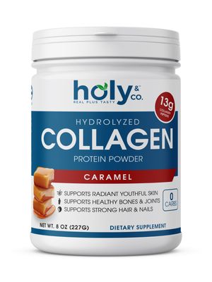 Holy &amp; Co., Kosher Hydrolyzed COLLAGEN Protein Powder, Salted Caramel Flavor - 8 oz (227g)