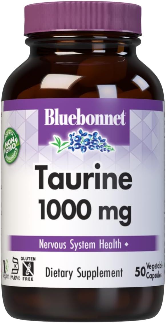 Bluebonnet, Kosher TAURINE 1000mg, For Nervous System Health - 50 Vegetable Capsules