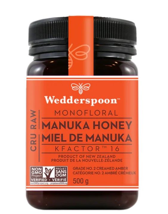 Wedderspoon, Raw Monofloral Manuka Honey KFactor16 - 500g (17.6 oz. / 1.1 lb) Poly Jar