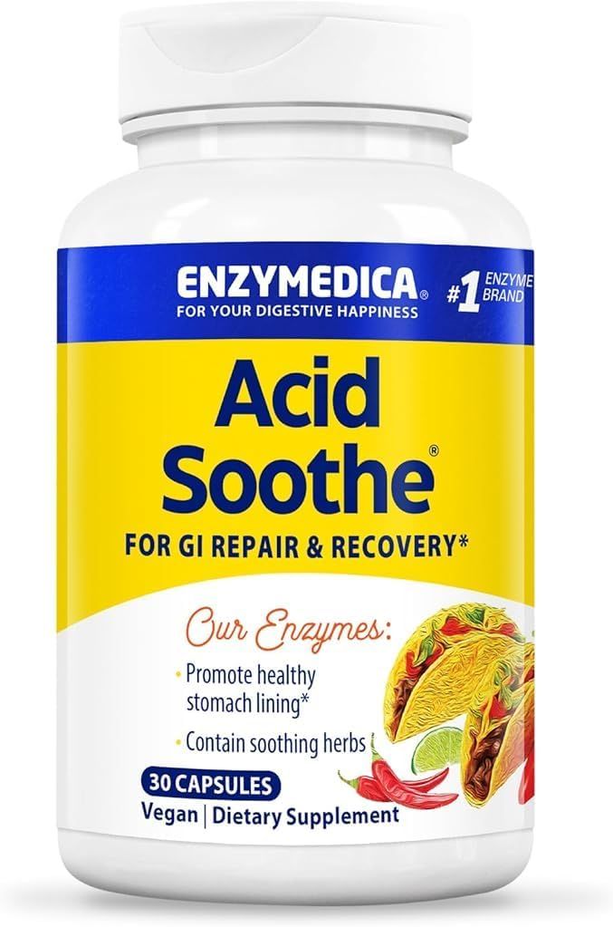 Enzymedica, Kosher Acid Soothe, For GI Repair &amp; Recovery - 30 Vegetarian Capsules