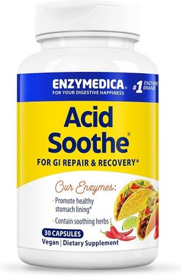 Enzymedica, Kosher Acid Soothe, For GI Repair &amp; Recovery - 30 Vegetarian Capsules