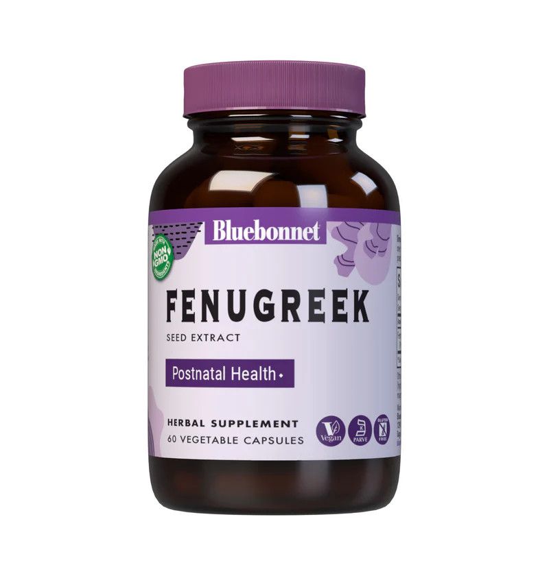 Bluebonnet, Kosher FENUGREEK Seed Extract 600mg, Postnatal Health - 60 Vegetarian Capsules