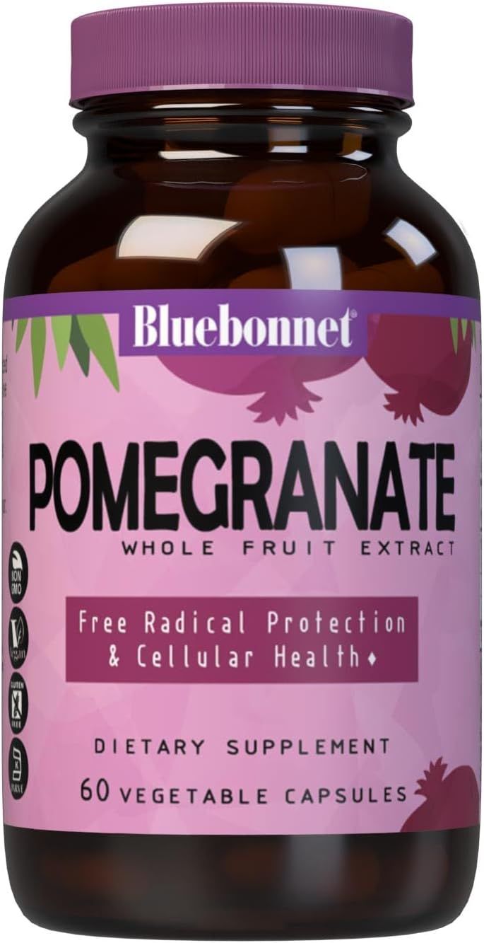 Bluebonnet, Kosher POMEGRANATE Whole Fruit Extract, Free Radical Protection &amp; Cellular Health - 60 Vegetarian Capsules
