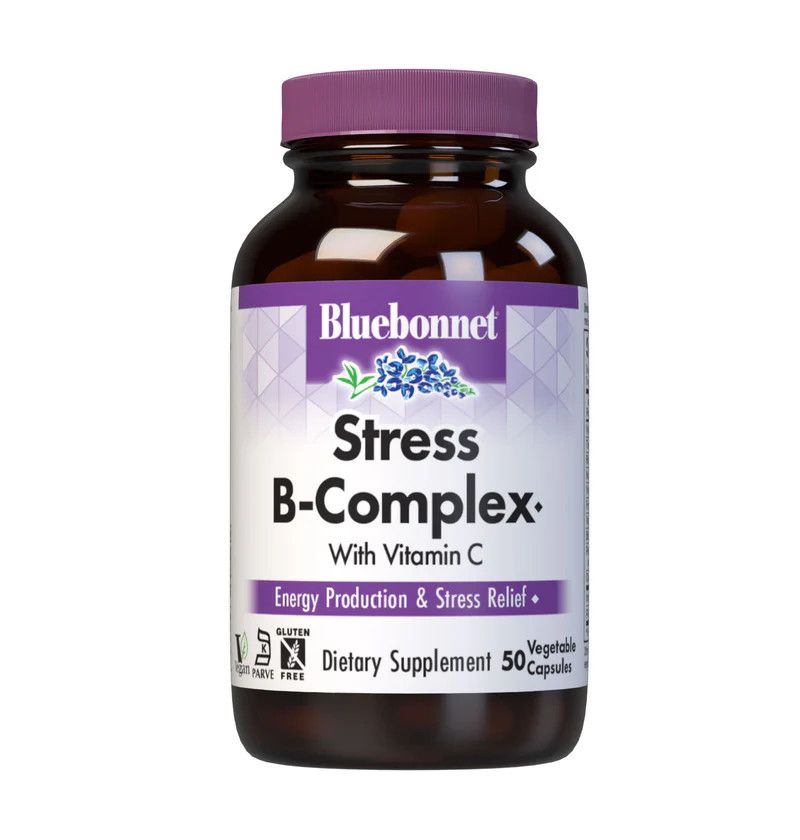 Bluebonnet, Kosher STRESS B-COMPLEX, With Vitamin C, Energy Production &amp; Stress Relief - 50 Vegetarian Capsules