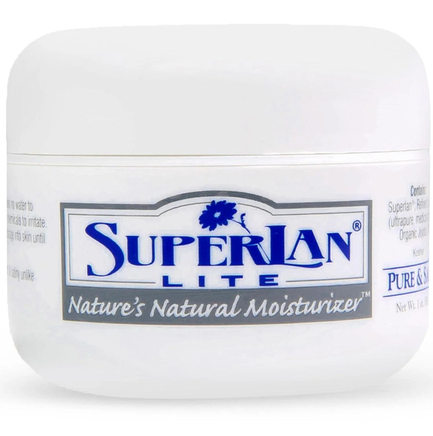 SuperLan, Kosher SKIN CREAM LITE, Lanolin Lite Moisturizer With Jojoba Oil, Pure &amp; Safe - 1 oz.