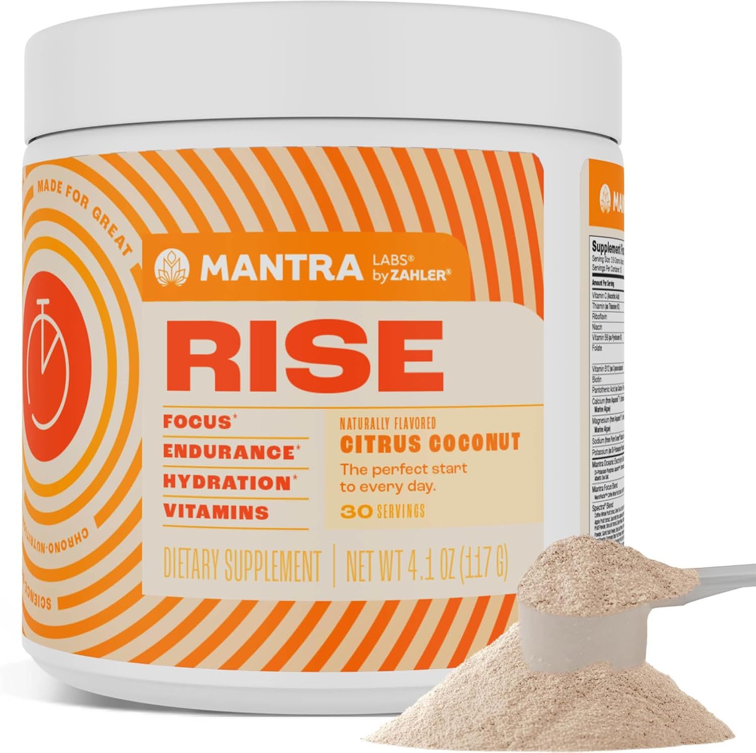 Mantra Labs by Zahlers, Kosher RISE, Energy and Focus, Citrus Coconut Flavor - 4.1 oz (117g)