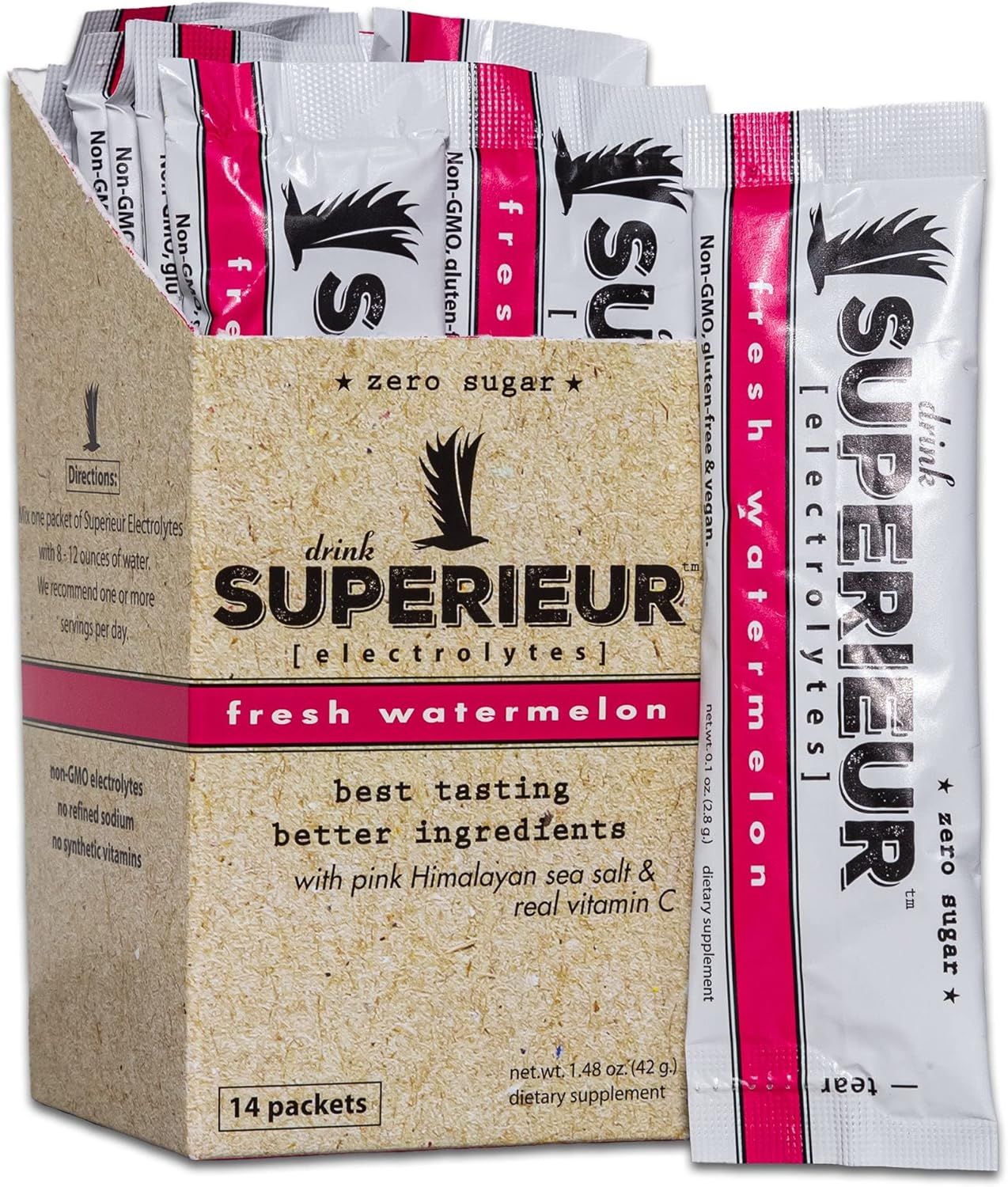 Superieur Electrolytes, Drink Superieur, Fresh Watermelon, Hydration Powder - Box 14 Packets