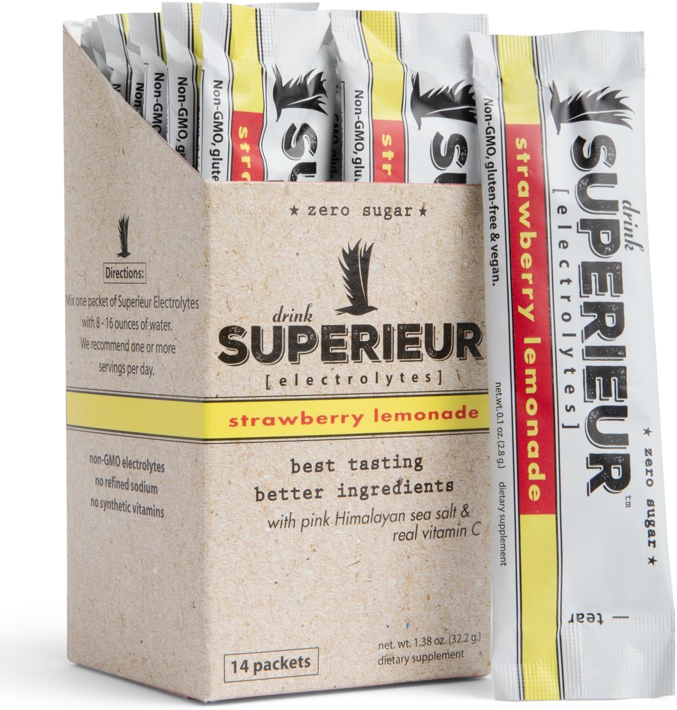 Superieur Electrolytes, Drink Superieur, Strawberry Lemonade, Hydration Powder - Box 14 Packets