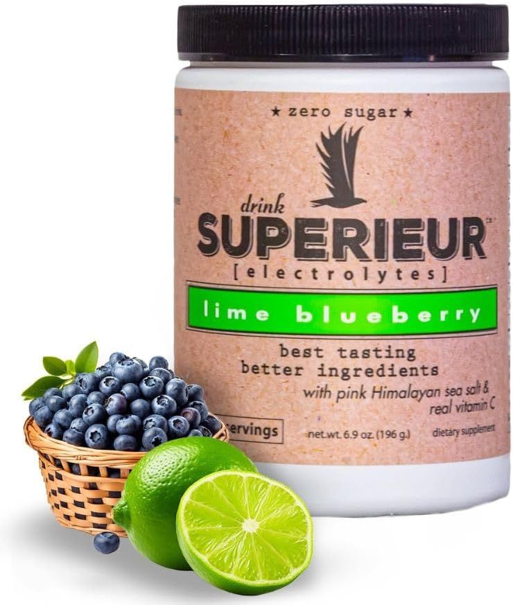 Superieur Electrolytes, Drink Superieur, Lime Blueberry, Hydration Powder - 6.9 oz. (196g.)