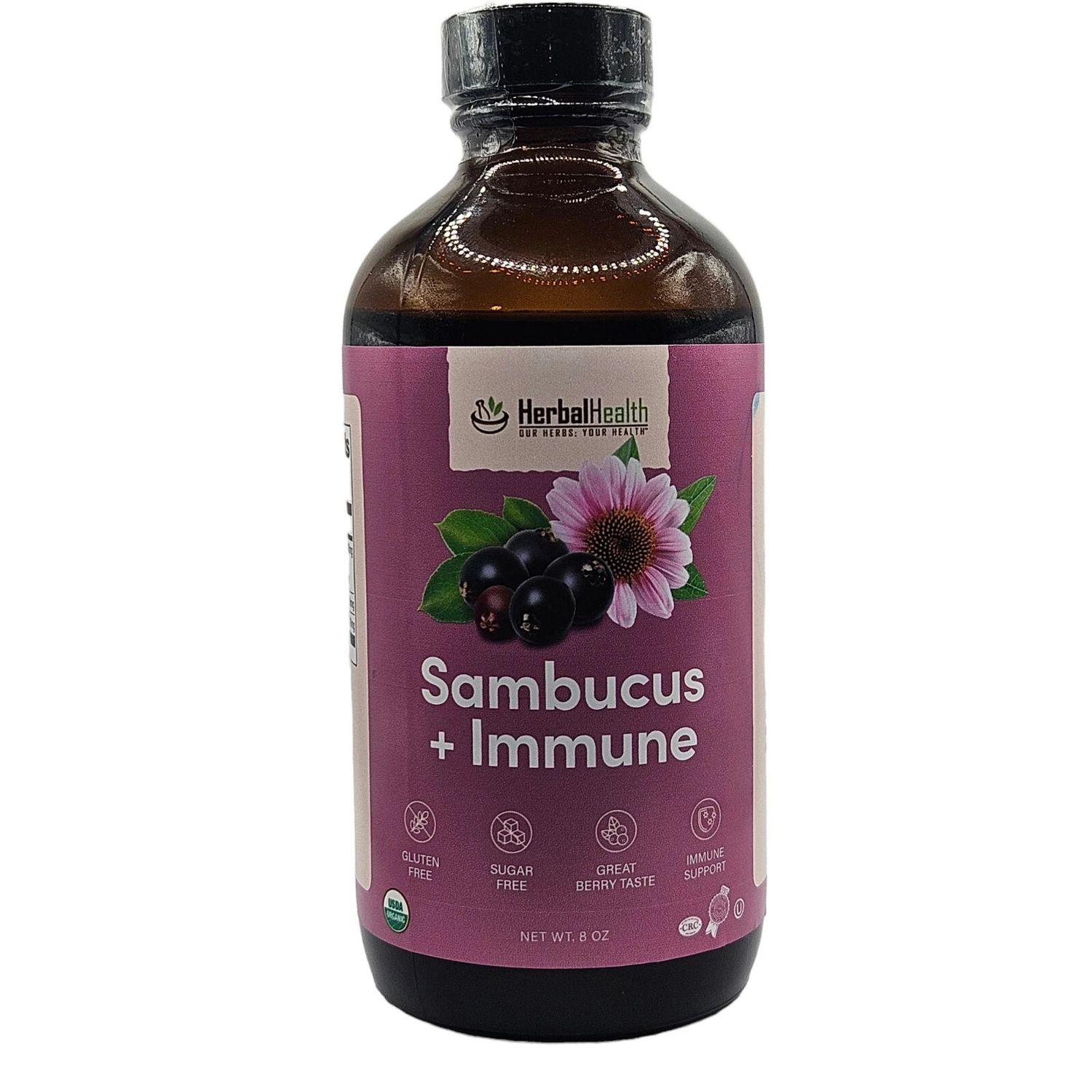 Herbal Health, Kosher Sambucus + Immune, Elderberry + Herbal Immune Blend with Zinc and Vitamin C, Liquid - 8 fl. oz. (236 mL)
