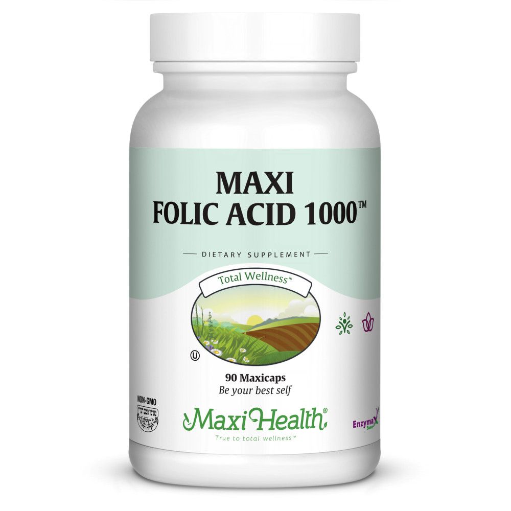 Maxi Health, Kosher Folic Acid, 1000mcg - 90 Vegetarian Capsules