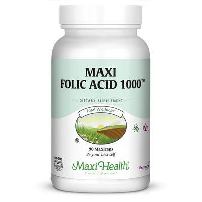 Maxi Health, Kosher Folic Acid, 1000mcg - 90 Vegetarian Capsules