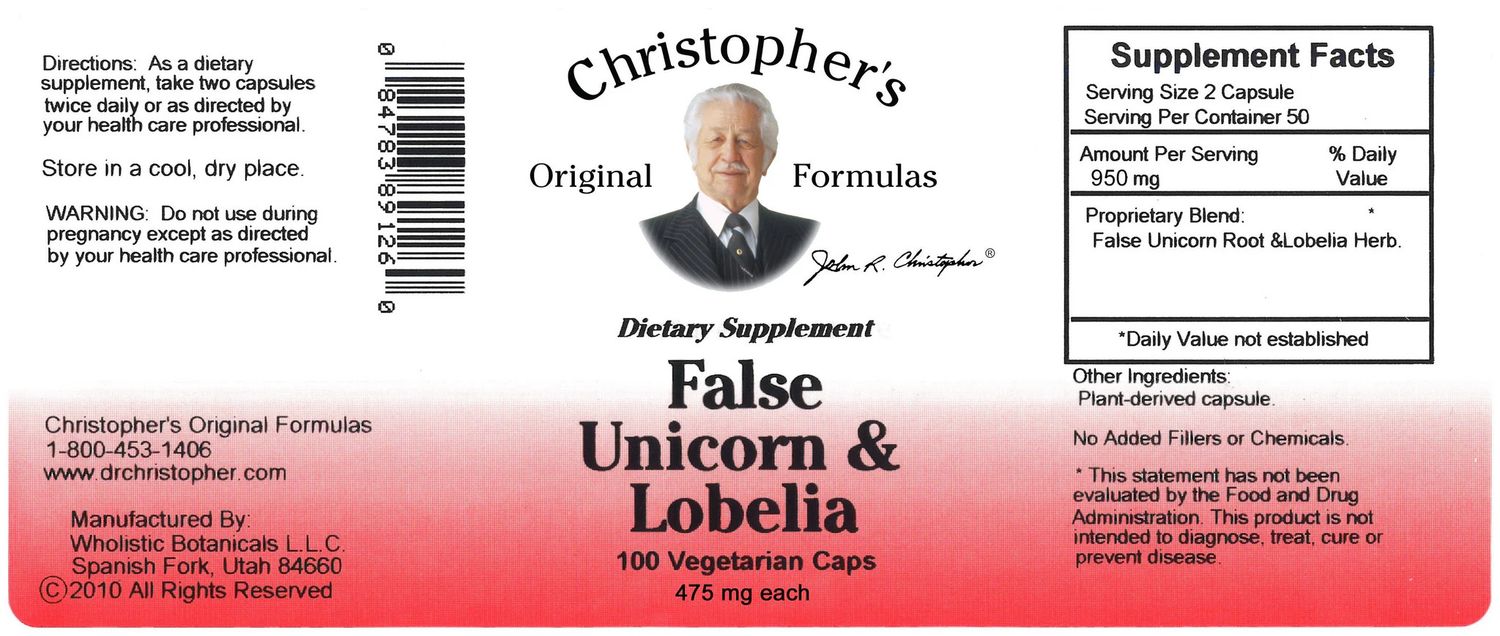 Dr. Christopher’s, False Unicorn &amp; Lobelia 440mg - 100 Vegetarian Capsules