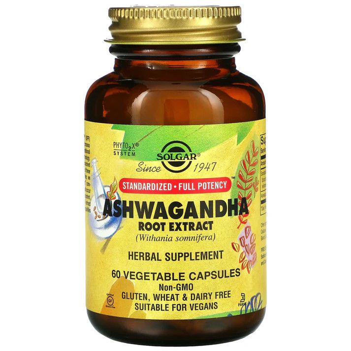 Solgar, Kosher ASHWAGANDHA ROOT EXTRACT 400mg, Standardized + Full Potency - 60 Vegetarian Capsules