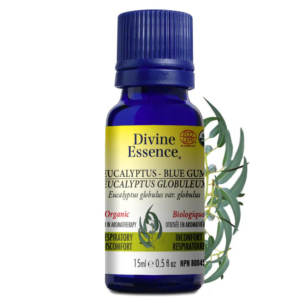 Divine Essence, EUCALYPTUS-BLUE GUM, Organic, Soothes Respiratory Discomfort, Essential Oil - 15 mL