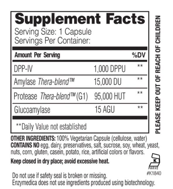 Enzymedica, Kosher GLUTENEASE, Extra Strength, Digestive Aid - 60 Vegetarian Capsules