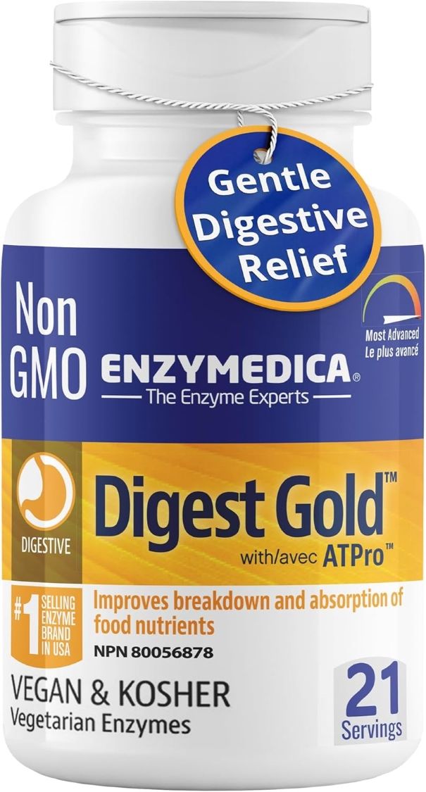 Enzymedica, Kosher DIGEST GOLD With ATPro, Improves Breakdown &amp; Absorption Of Food Nutrients - 21 Vegetarian Capsules
