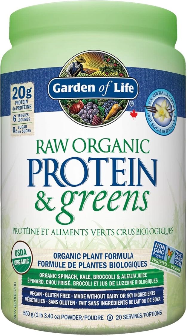 Garden of Life, Raw Organic PROTEIN &amp; Greens, Protein Powder Vanilla - 550g