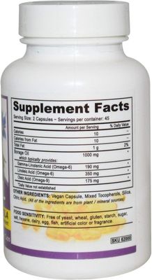 Deva, Premium Vegan BORAGE OIL (High GLA) - 90  Vegetarian Capsules