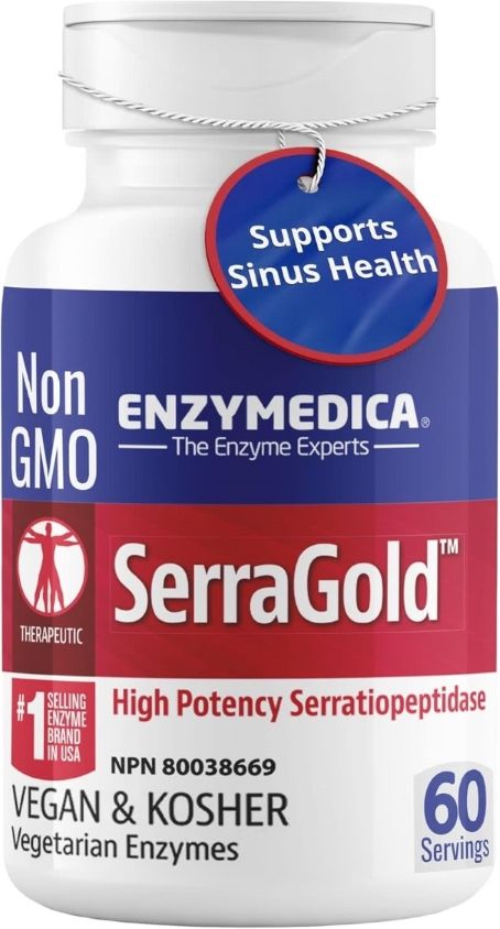 Enzymedica, Kosher SERRAGOLD, High Potency Serratiopeptidase - 60 Vegetarian Capsules