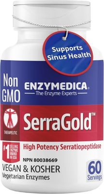 Enzymedica, Kosher SERRAGOLD, High Potency Serratiopeptidase - 60 Vegetarian Capsules