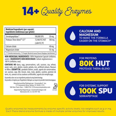 Enzymedica, Kosher SERRAGOLD, High Potency Serratiopeptidase - 60 Vegetarian Capsules