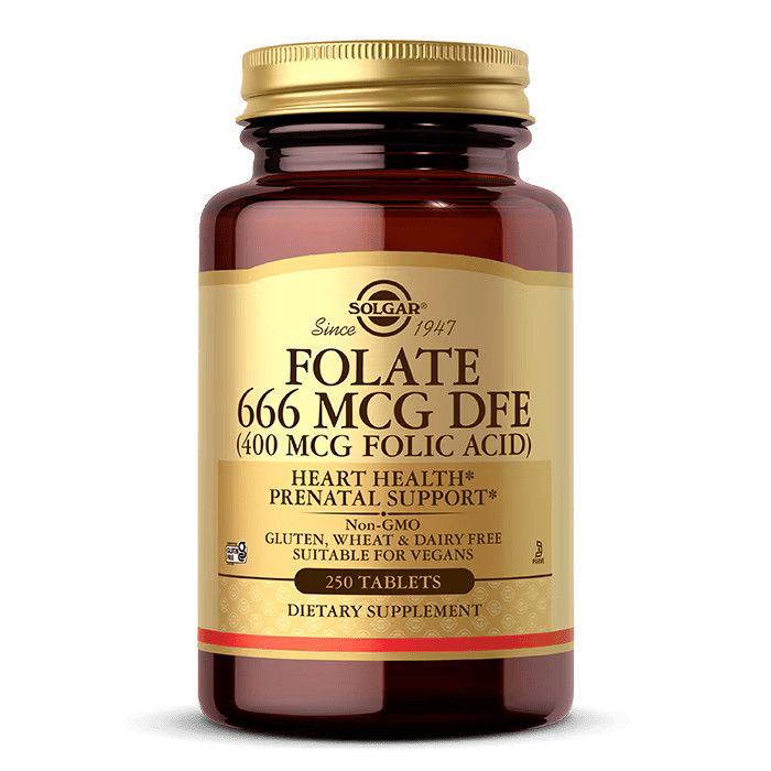 Solgar, Kosher FOLIC ACID 400mcg, For Heart Health &amp; Prenatal Support - 250 Tablets