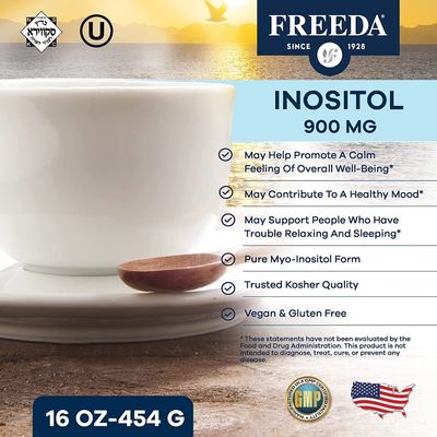 Freeda, Kosher INOSITOL 900mg, Mind Spirit Cognitive, Supports A Healthy Mood, Powder - 16 oz. (454 g)