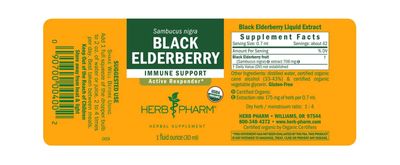Herb Pharm, BLACK ELDERBERRY 706mg, Sambucus Nigra, Immune Support, Liquid - 1 fl. oz (30 mL)