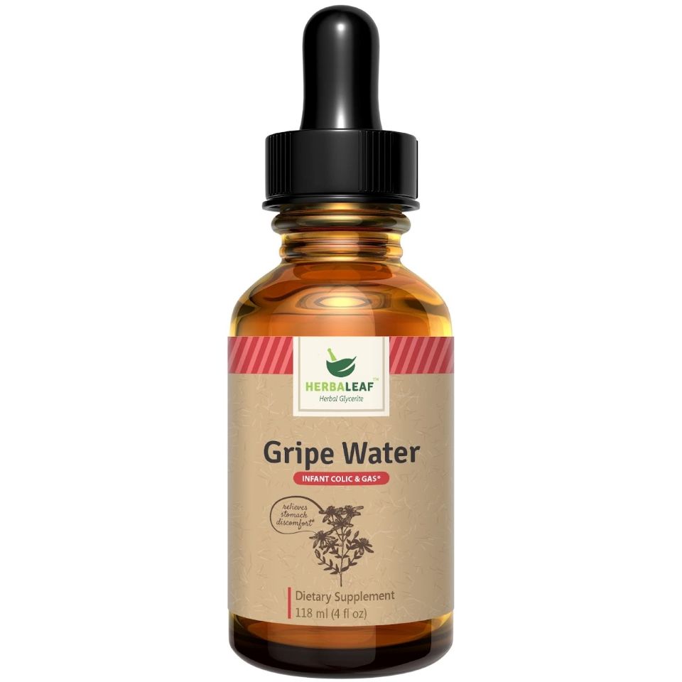 HerbaLeaf, Kosher Gripe Water, Infant Colic &amp; Gas - 4 fl. oz. (120 mL)