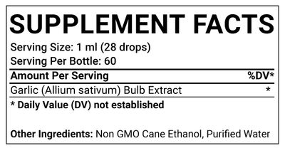 HerbaLeaf, Kosher  Organic Standardized BULB GARLIC, Cardio + Circulatory &amp; Immune, Liquid Tincture  - 60 mL (2 fl. oz.)