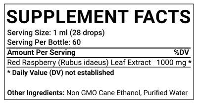 HerbaLeaf, Kosher Organic Standardized RED RASPBERRY, Female Reproductive &amp; Hormonal Health, Liquid Tincture - 60 mL (2 fl. oz.)
