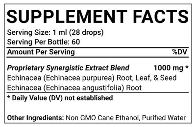 HerbaLeaf, Kosher Organic Complete Standardized ECHINACEA, Immune, Liquid Tincture - 60 mL (2 fl. oz.)