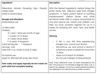 Herbari, Kosher BLISTER RELIEF, Oral &amp; Topical Concentrate For Shingles Virus, Liquid Tincture  - 1 Fl. oz. (30 ml) - Kosher for Passover