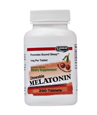 Landau, Kosher Chewable MELATONIN 1mg, Promotes Sound Sleep, Cherry Flavor - 250 Tablets